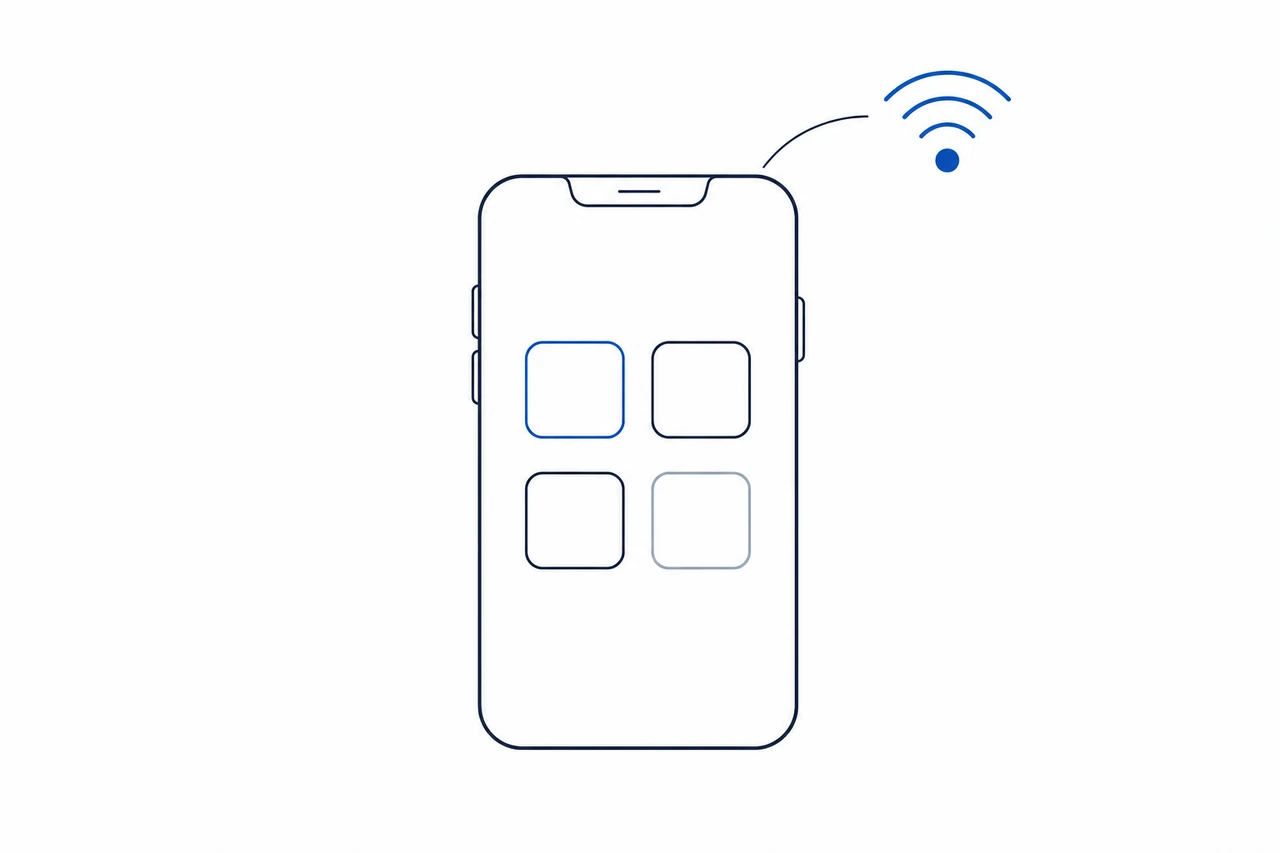 Illustrazione astratta di uno smartphone con icone app per le app di scommesse